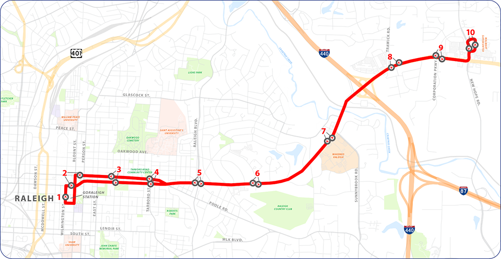 Map showing New Bern avenue construction